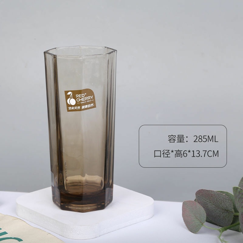 Colorful High Glass Home Cup Lead-Free Glass Thickened Three-Color Glass Clear Transparent Thick Bottom Glass