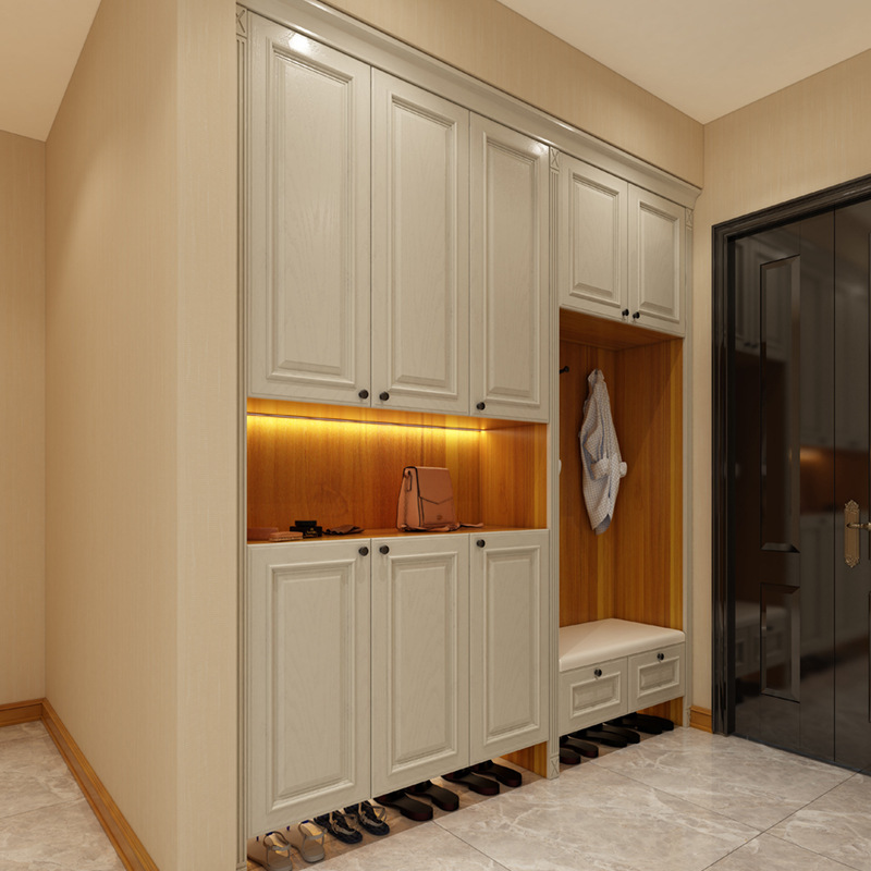 入户鞋柜整体鞋柜门厅玄关柜设计现代简约金