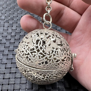 仿古铜香薰球镂空迷你家用熏香球倒流香炉香囊球挂件茶道禅意摆件