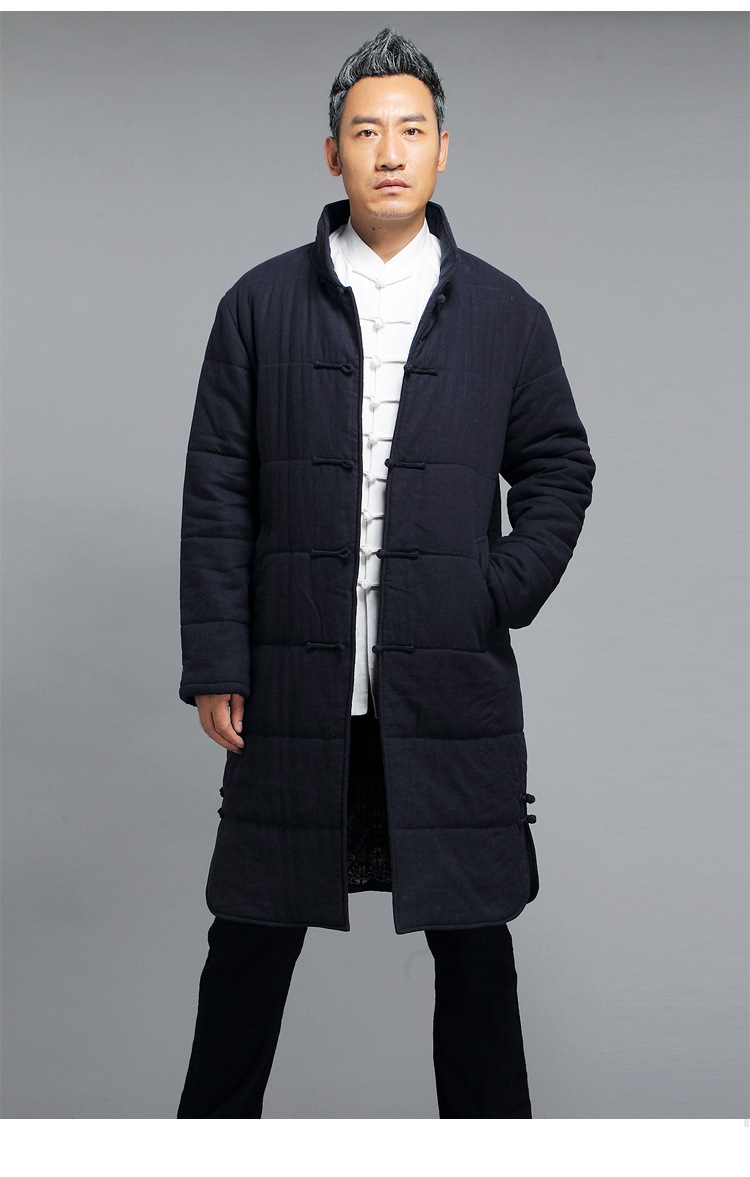 旺街男装棉服冬季中国风男士加厚中长款唐装复古青年中式立领棉服