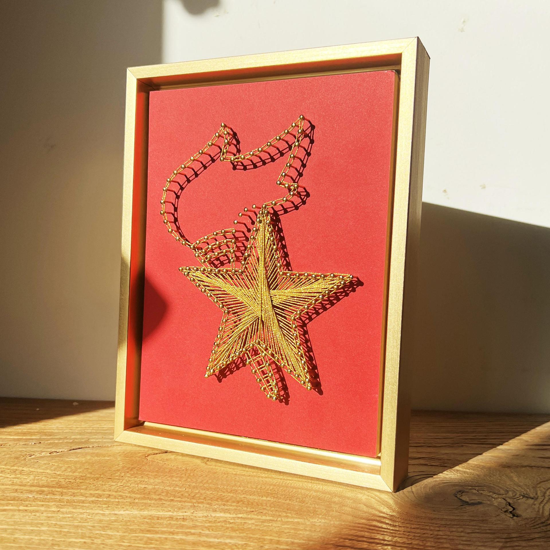 钉子绕线画材料包手工diy红色爱国系列学生活动素材装饰画制作