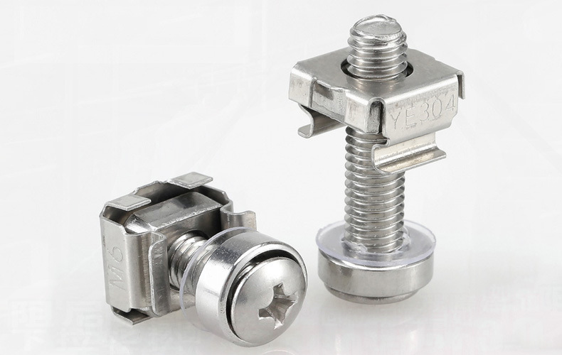 m5m6不锈钢螺丝机柜螺丝卡式螺母皇冠螺钉卡扣交换机柜网路服务器