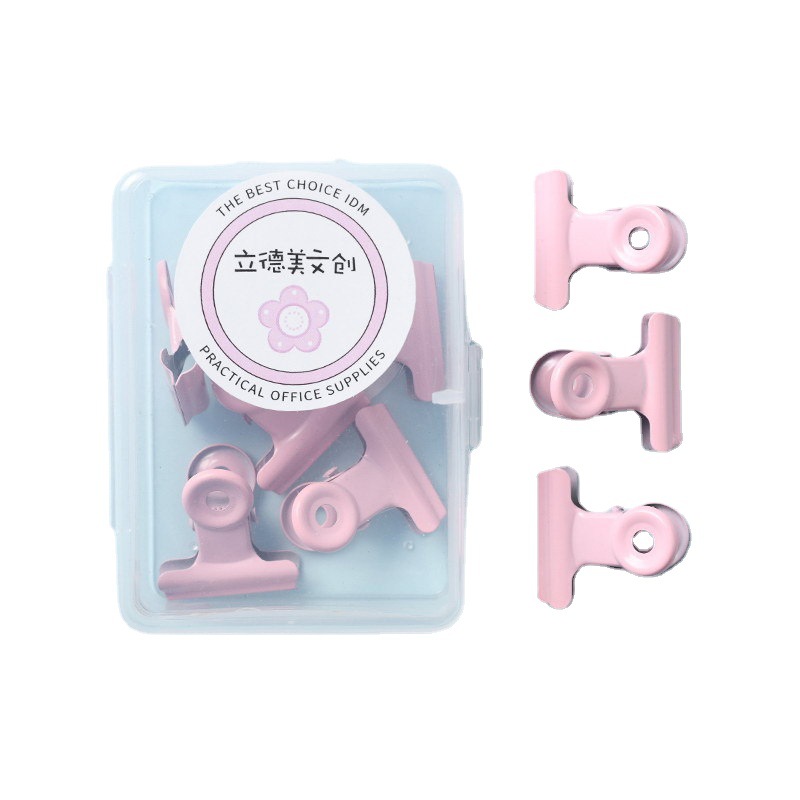 Color Boxed Binder Clip Ticket Clips Ins Style Macaron Color round-Head Clip Fresh File Metal Binder Clip