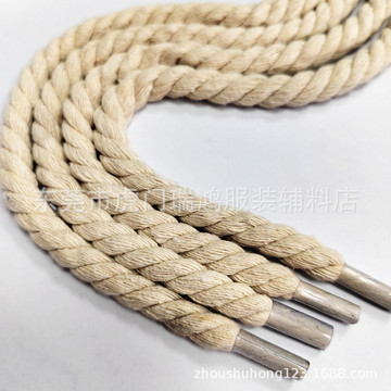 加特粗网红鞋带本白色三股扭绳手挽绳箱包潮牌服装帽绳可定长度