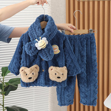 男童舒棉绒睡衣套装婴幼儿童装1-3-5岁女宝宝秋冬季珊瑚绒家居服