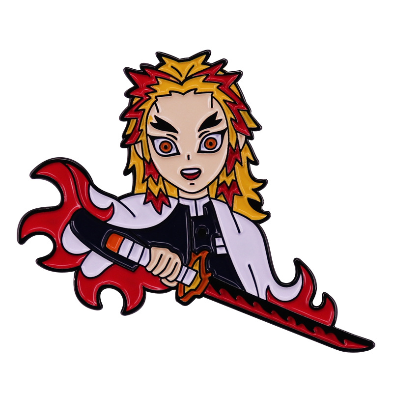 剧场版鬼灭之刃炼狱杏寿郎胸针大哥火柱珐琅别针动漫礼物-阿里巴巴