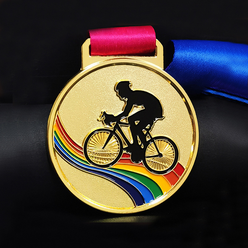 Spot Supply Bicycle Swimming Competition Commemoration Medal Track and Field Dance Activities Gold and Silver Copper Listing Medal Wholesale