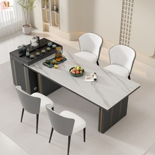 岩板岛台餐桌一体现代简约轻奢家用茶台可移动茶水柜办公室茶饭桌