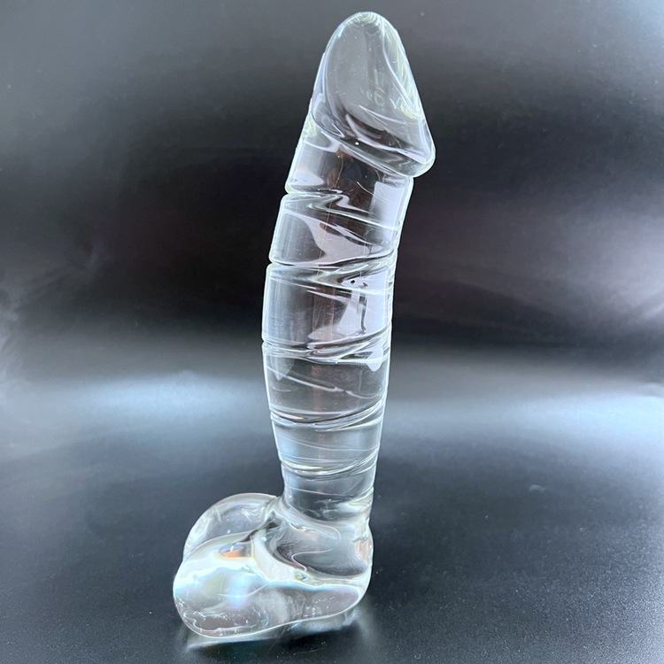 fz37玻璃阳具自慰棒  情趣用品螺纹双头龙弯曲阳具成人用品水晶棒