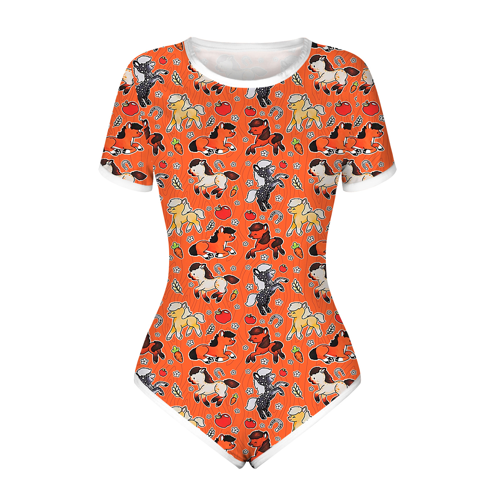 欧美时尚新品数码印花女式短袖连体三角裤紧身塑性打底裤现货批发