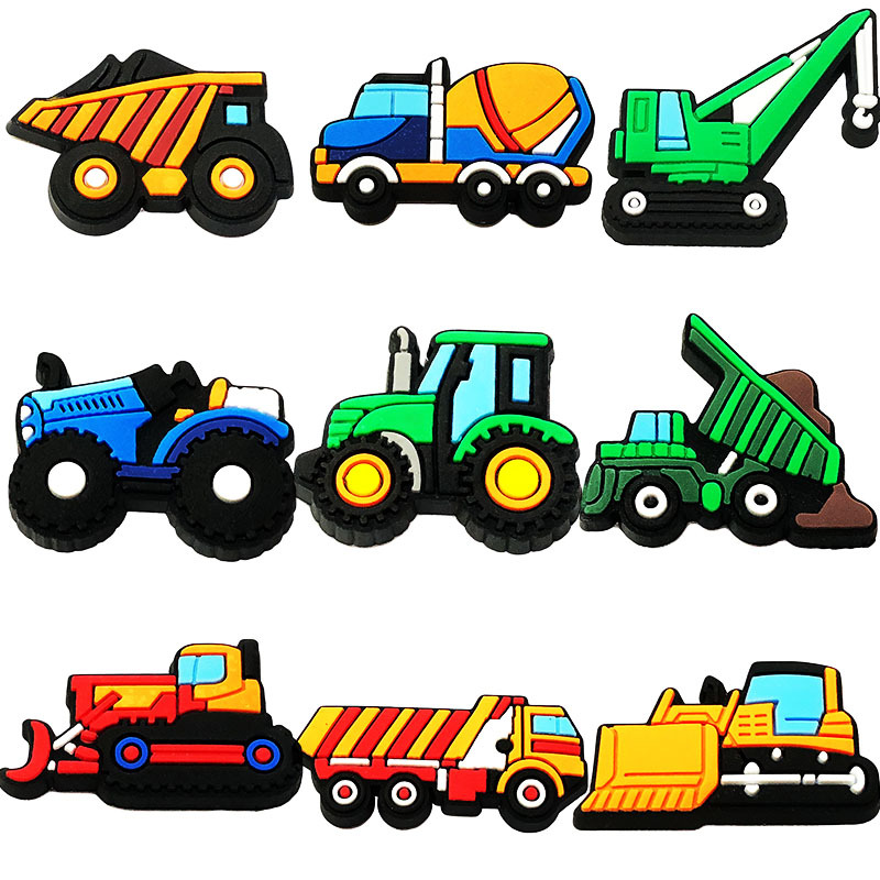 工程车系列卡通洞洞鞋鞋花鞋扣儿童礼物软胶可爱鞋配件热卖批发