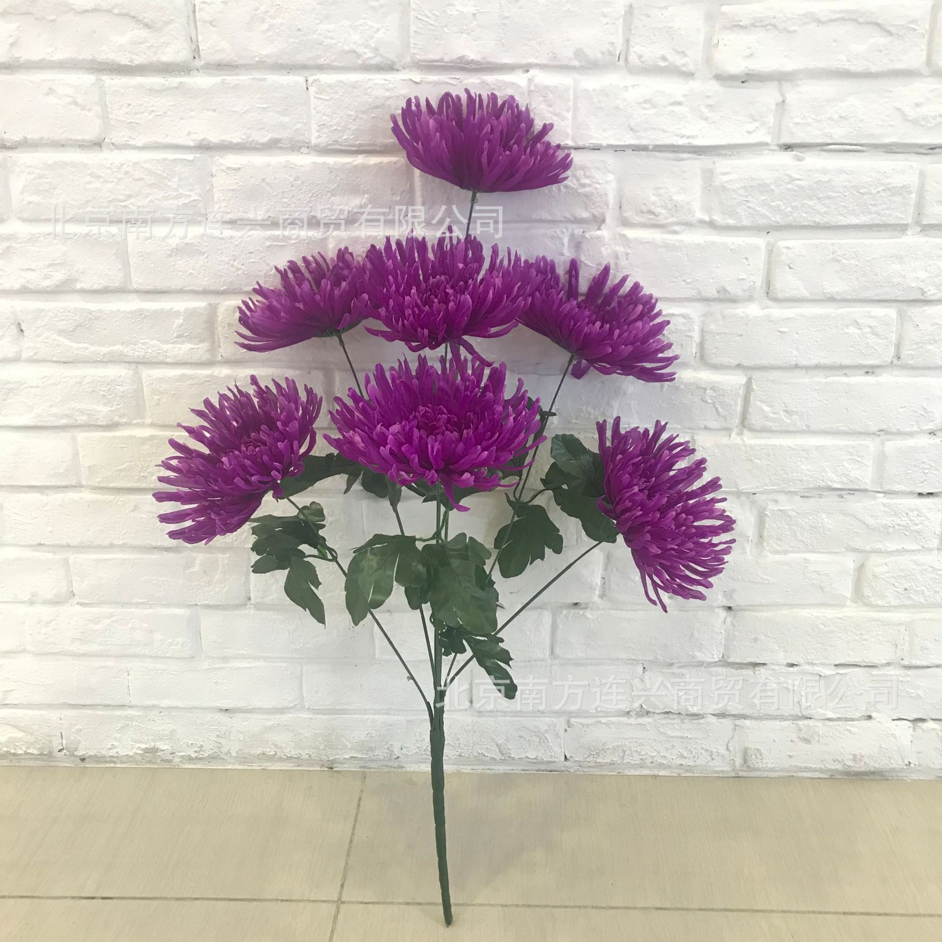 仿真花7头大菊花蟹爪菊清明上坟假花祭祀贡品绢花墓地摆放包头菊