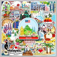 50张马来西亚贴纸Malaysia大马卡通户外风景防水装饰手帐文具贴纸