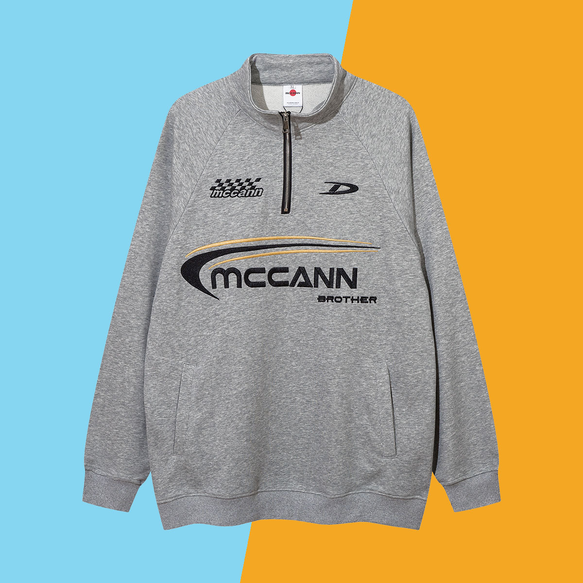 立领卫衣美式潮牌字母印花休闲毛圈布上衣男crew neck sweatshirt