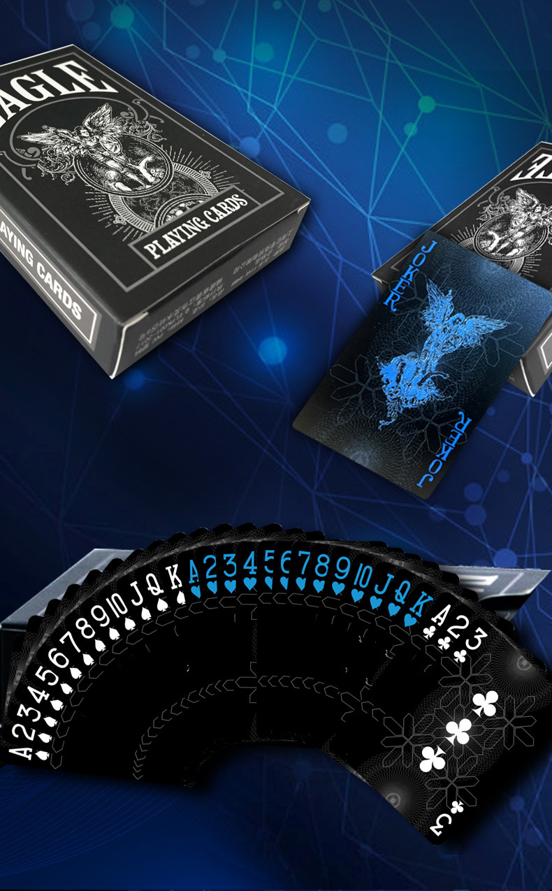 黑色扑克牌德州塑料创意防水 花切扑克近景魔术创意扑克可水洗