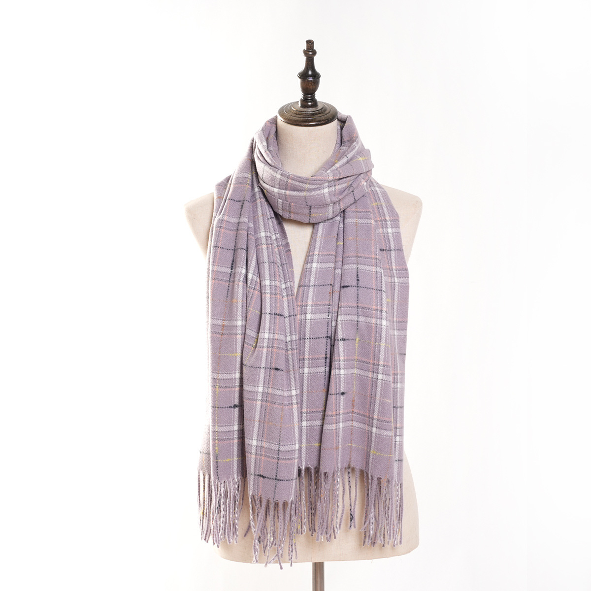 One Generation Hot-Selling New Products Cashmere-like All-Matching Striped Plaid Scarf Artistic Outer Wear Tassel Women's Scarf in Stock