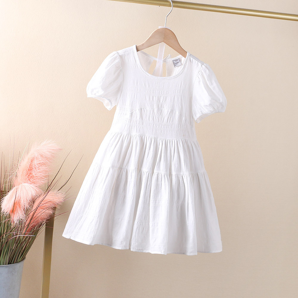 夏季女童短袖连衣裙2022新款童裙儿童白裙子小女孩棉布裙110-150