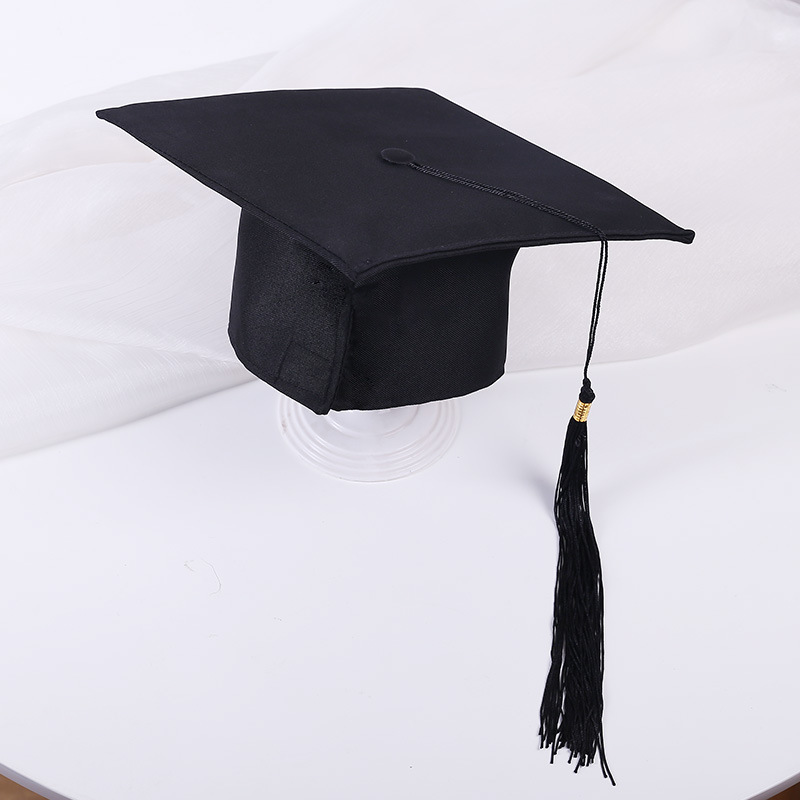 车缝毕业典礼装饰帽子折叠博士帽学士帽流苏可调节黑色流苏帽子