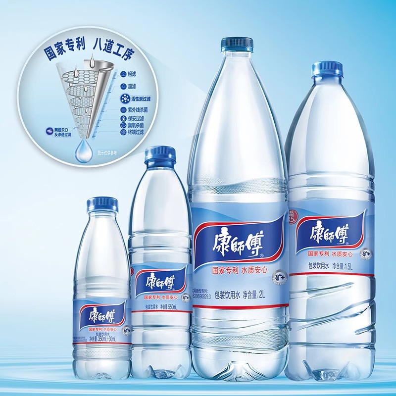 康师傅包装饮用水非矿泉水纯净水550mlx24瓶整箱商务会议用水批发