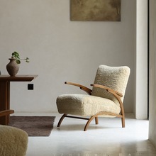 叕木中古复刻设计师创意法式复古奶油风羊羔毛休闲椅客厅沙发