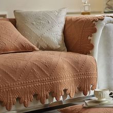 轻奢复古美式沙发垫四季通用防滑布艺刺绣沙发套罩盖布巾坐垫