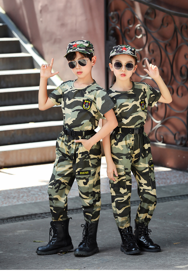 儿童迷彩服套装男童军训服短袖小学生特种兵夏令营夏季作训演出服