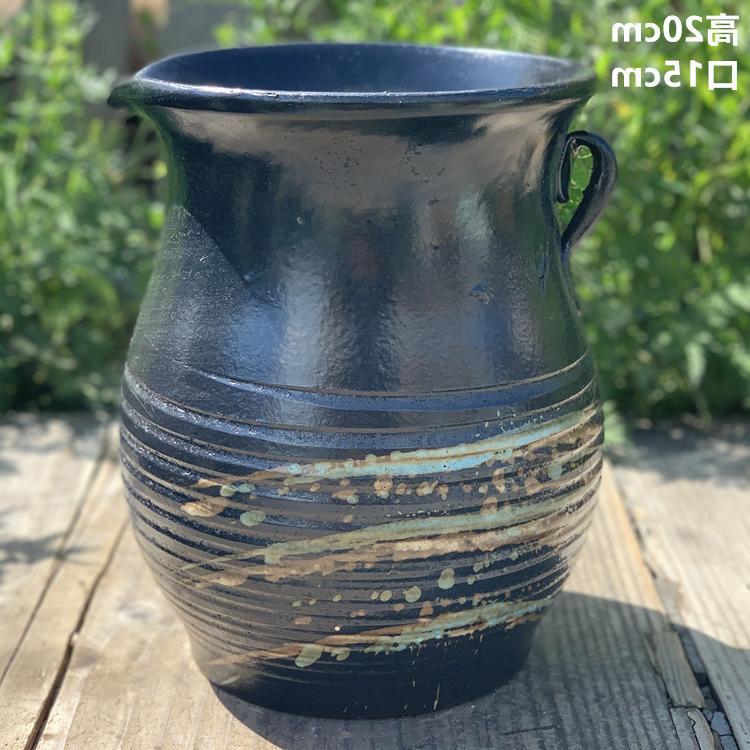 粗陶多肉花盆大口古典乌木矮胖切口悬崖复古盆绿植简约透气盆包邮