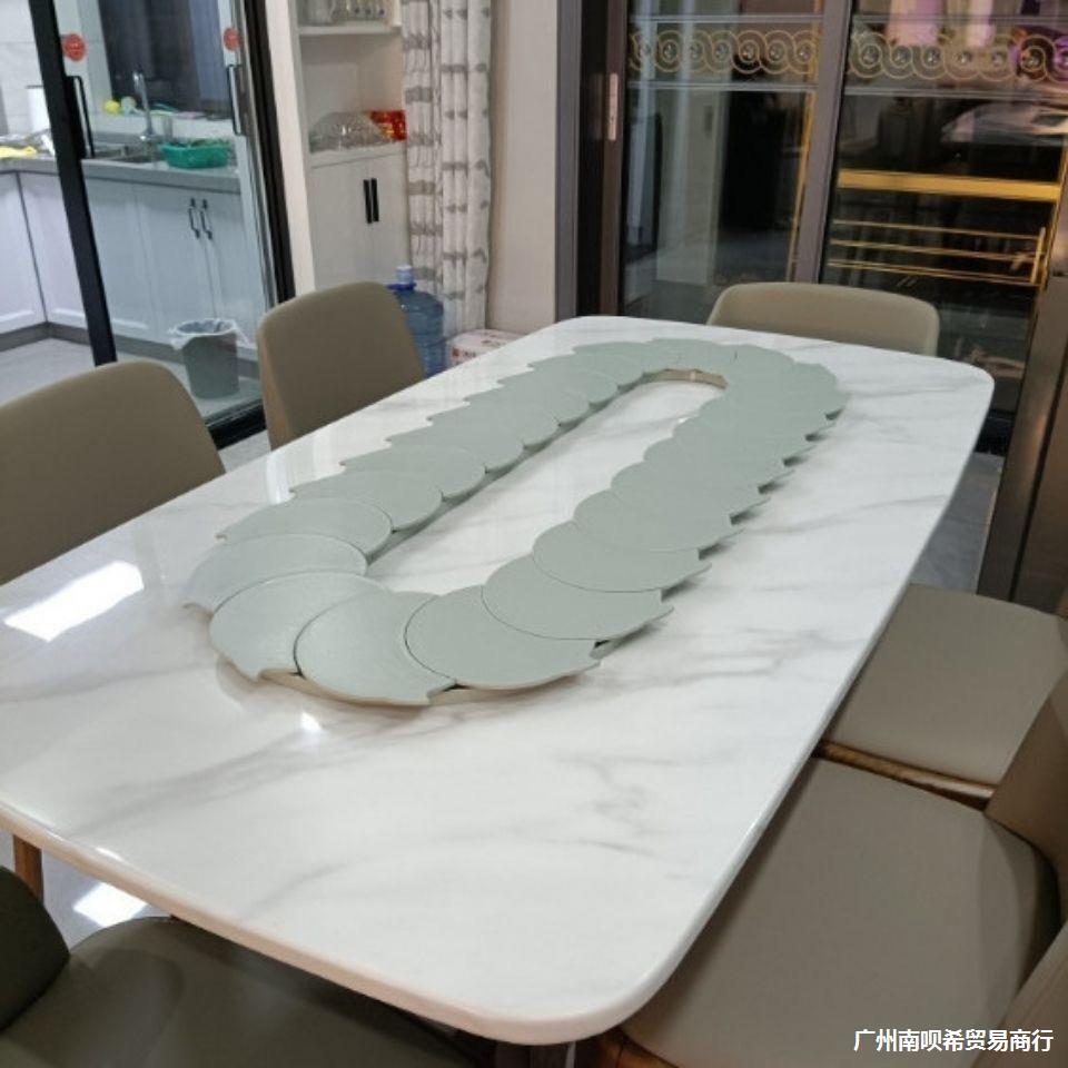 长方形餐桌转盘长条桌子椭圆形塑料旋转盘尺寸可调节长短家用传菜