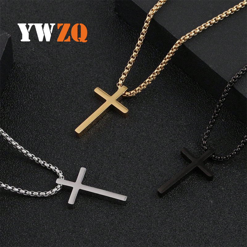 cross-border hot selling stainless steel jewelry men‘s cross titanium steel necklace hip hop personality fashion all-match pendant accessories