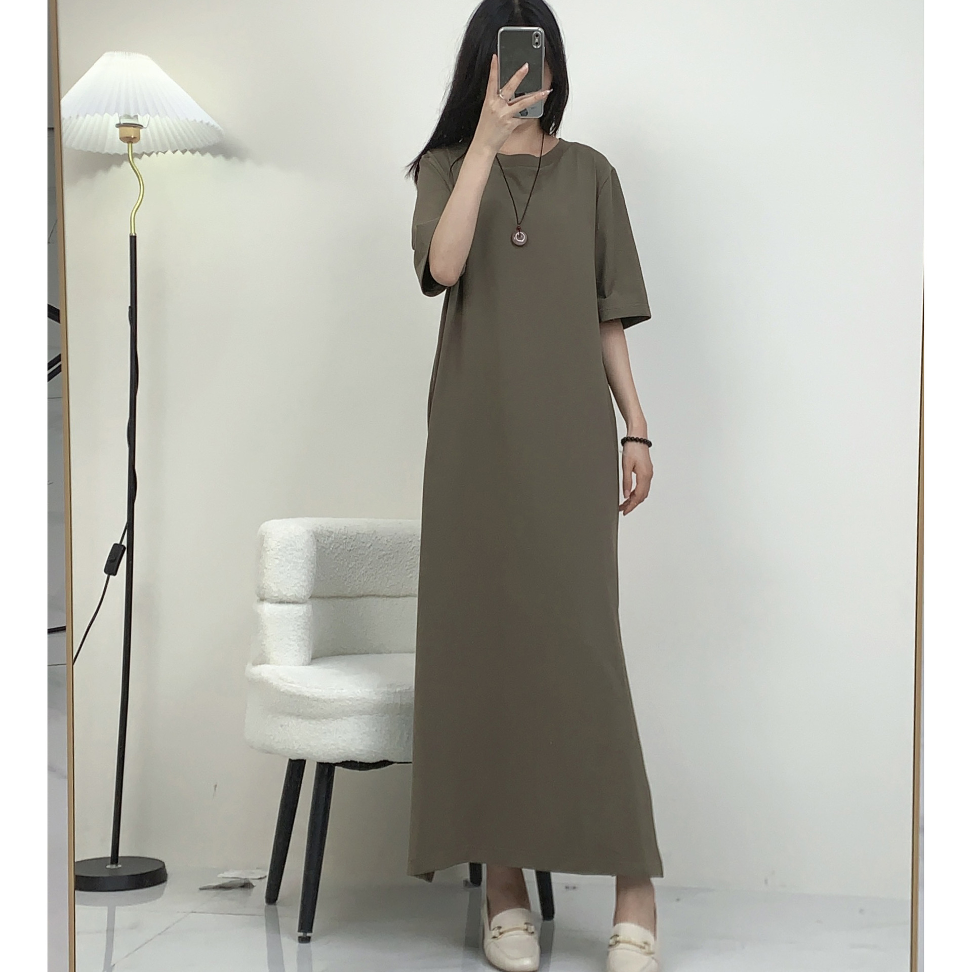 cs女装 裙子女标准版型侧面开衩t恤连衣裙2024夏季新品1238138001