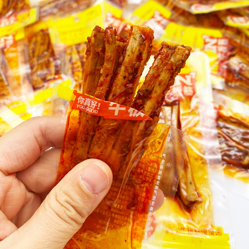 齐晶牛板筋香辣麻辣条状牛筋湖南特产休闲零食小吃250g-阿里巴巴