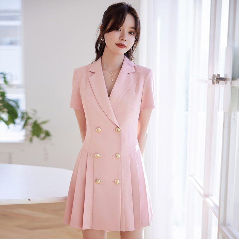 职业装气质女神范高端西装连衣裙夏季新款通勤ol面试正装短袖裙子