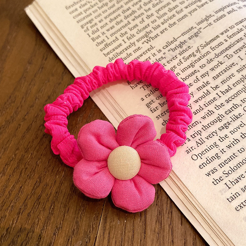 Fabric Bowknot Headband Hair Ring Flower Small Intestine Ring Hair Rope Rubber Band Girl Candy Color Jewelry Hair Accessories