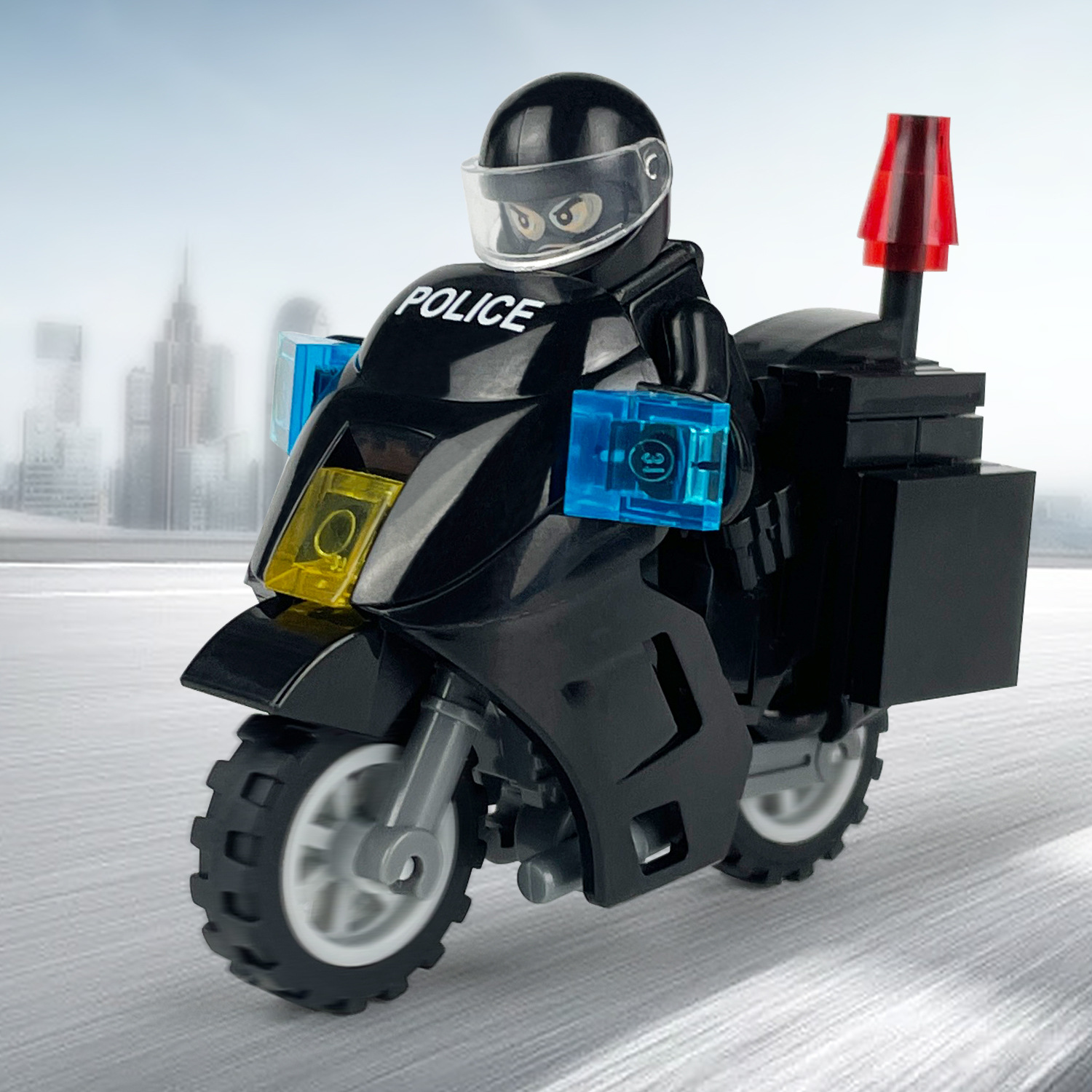 铁骑警备摩托车10706c小颗粒车模型城市交通警察儿童拼装积木玩具