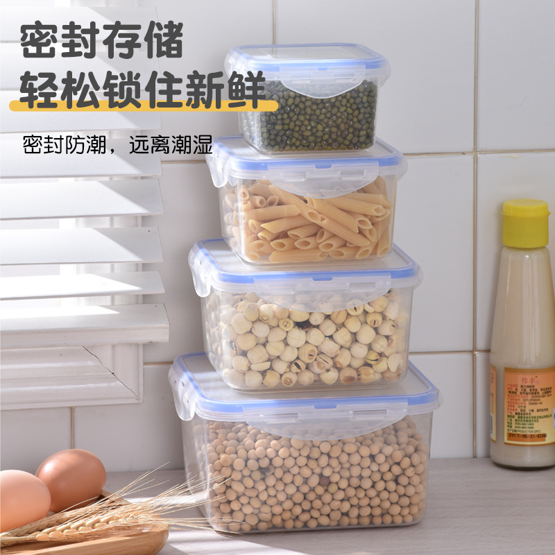 Wholesale Plastic Refrigerator Lunch Box Microwave Oven Transparent Lunch Box Square Sealed Jar Thickened Crisper Food Grade