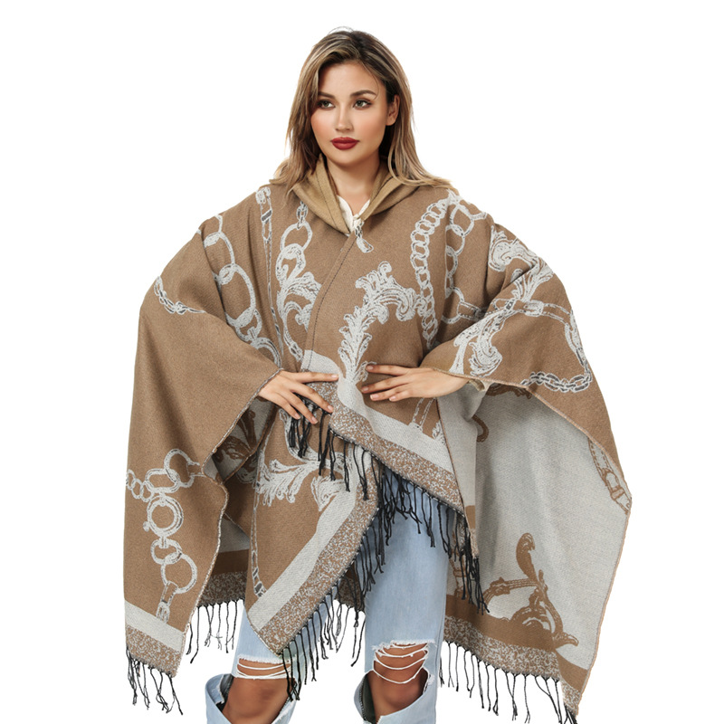 Desert Hooded Cape and Shawl Women‘s Ethnic Style Summer Yunnan Lijiang Travel Sun Protection Wear Seaside Scarf Outer Wear