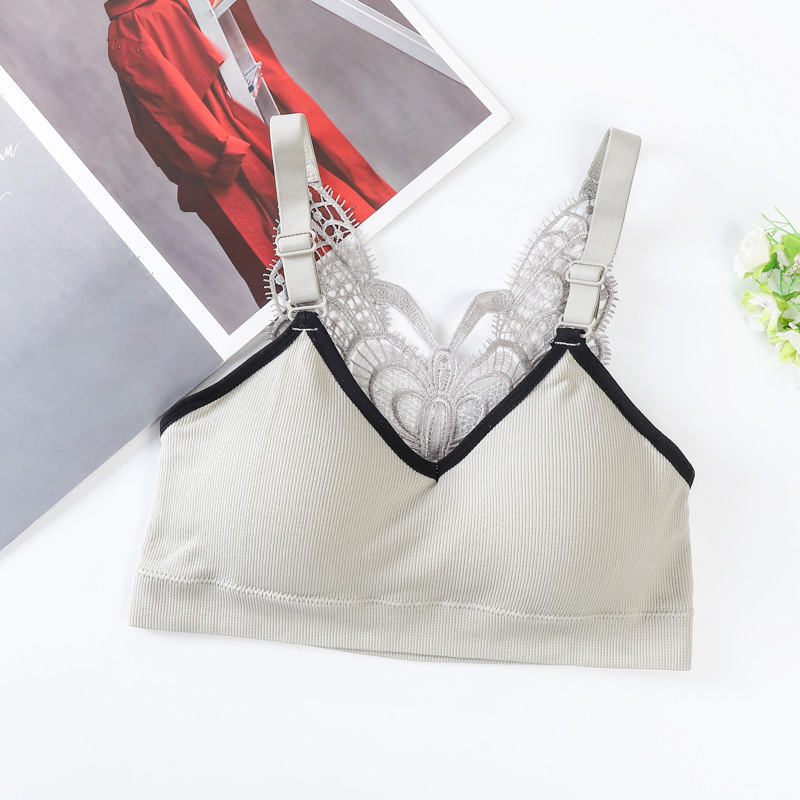 Spring and Summer New Contrast Color Butterfly Beauty Back Seamless Ladies Backless Bra Can Be Worn outside Student Bra Best-Seller on Douyin