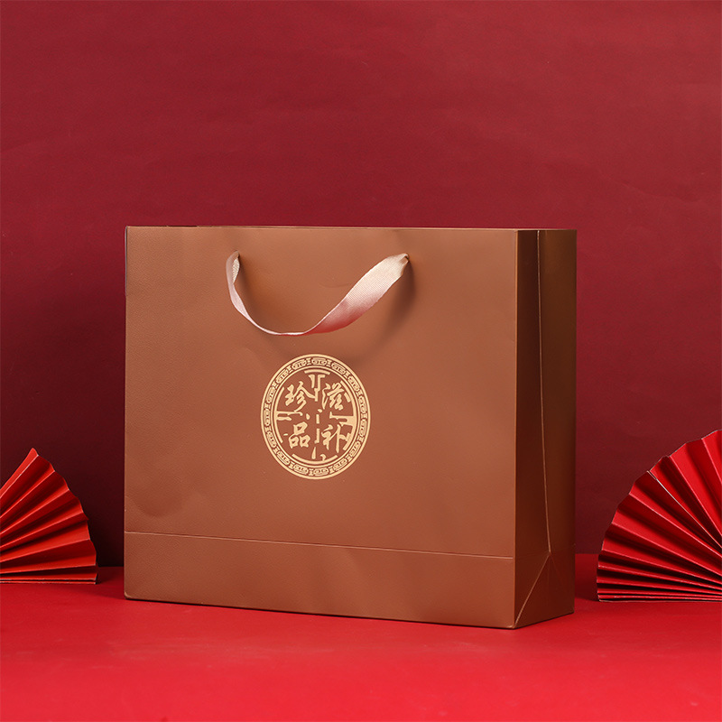 滋补珍品手提袋纸袋燕窝虫草手提袋通用礼袋金色红色烫金礼品袋批