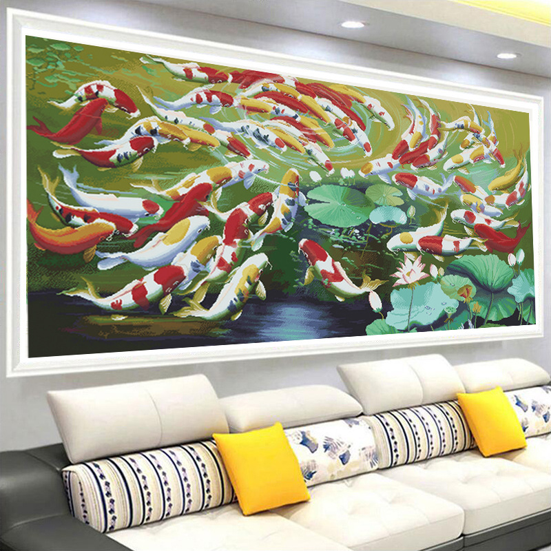 十字绣画印花鱼图