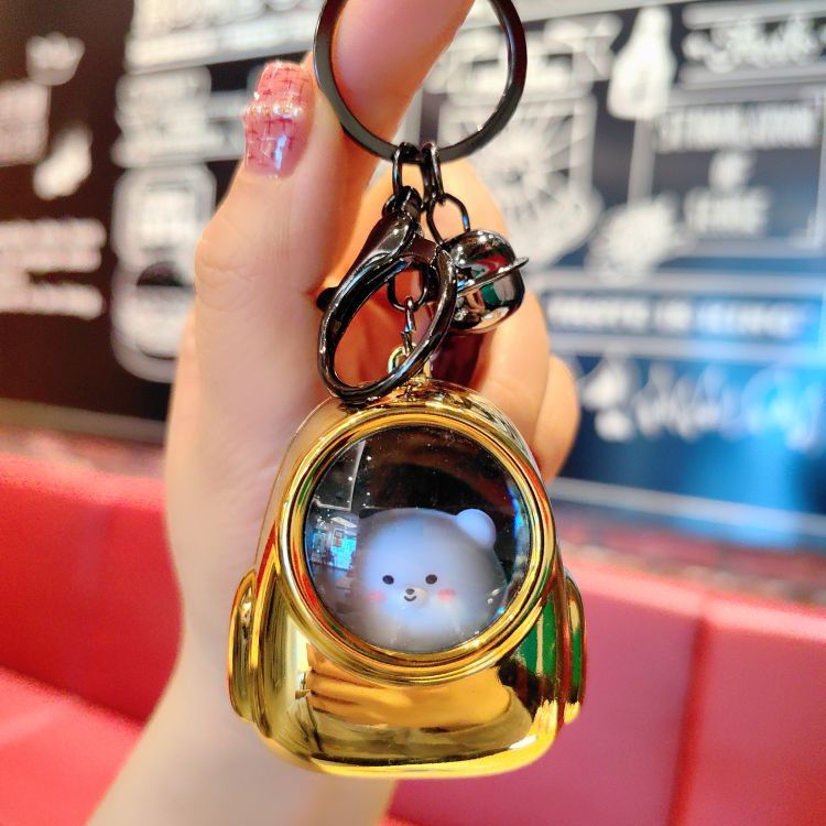 Creative Metal Bear Schoolbag Small Night Lamp Keychain Pendant Ambience Light Key Ring Pendants Crane Machines Gift Wholesale