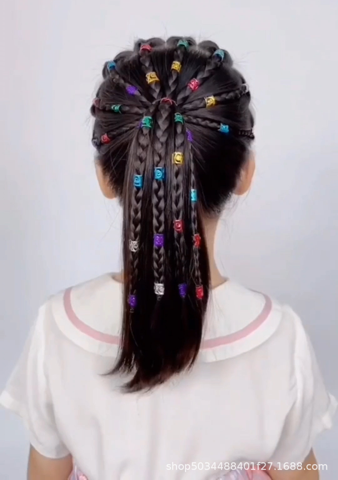 网红同款儿童编发金属发扣脏辫铝扣女童甜酷潮帅风嘻哈朋克发饰环