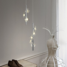 北欧单头小吊灯轻奢现代餐厅吧台灯设计师创意个性花朵卧室床头灯