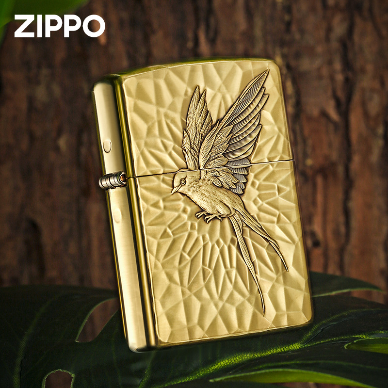 zippo美国正版煤油打火机 鬼王系列:多闻天王金色盔甲(带签名)