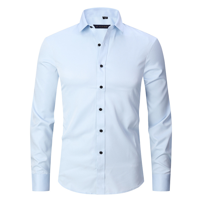 Four-Sided Stretch Shirt Men's Long-Sleeved Amazon Hot Selling Seamless Non-Ironing Business Casual White Shirt Cross-Border Hot