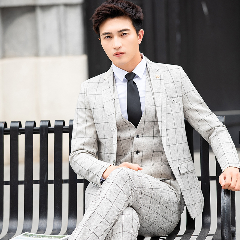 西服套装男士职业伴郎韩版新郎结婚礼服正装外套修身休闲小西装男