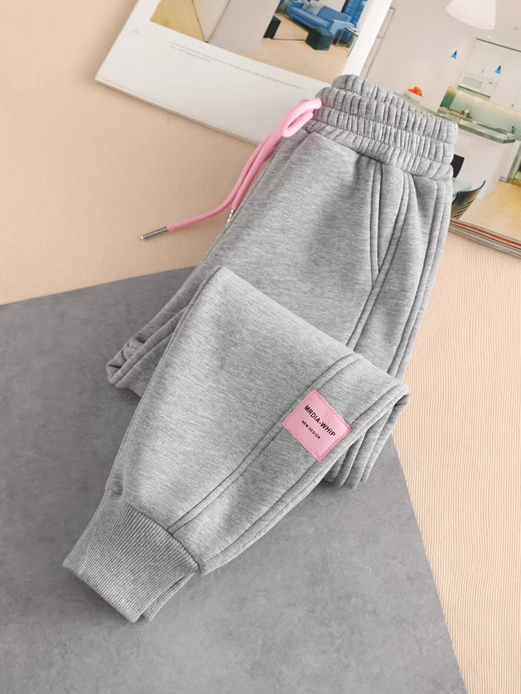 Girls' Fleece-Lined Trousers Children's Cotton Thick Casual Trousers Middle and Big Children's Autumn and Winter Track Pants Sweatpants Girls' Winter Clothes