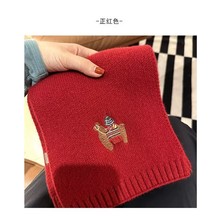 “英国圣诞”美利奴刺绣百搭限量款针织围巾精致刺绣情侣围脖礼物