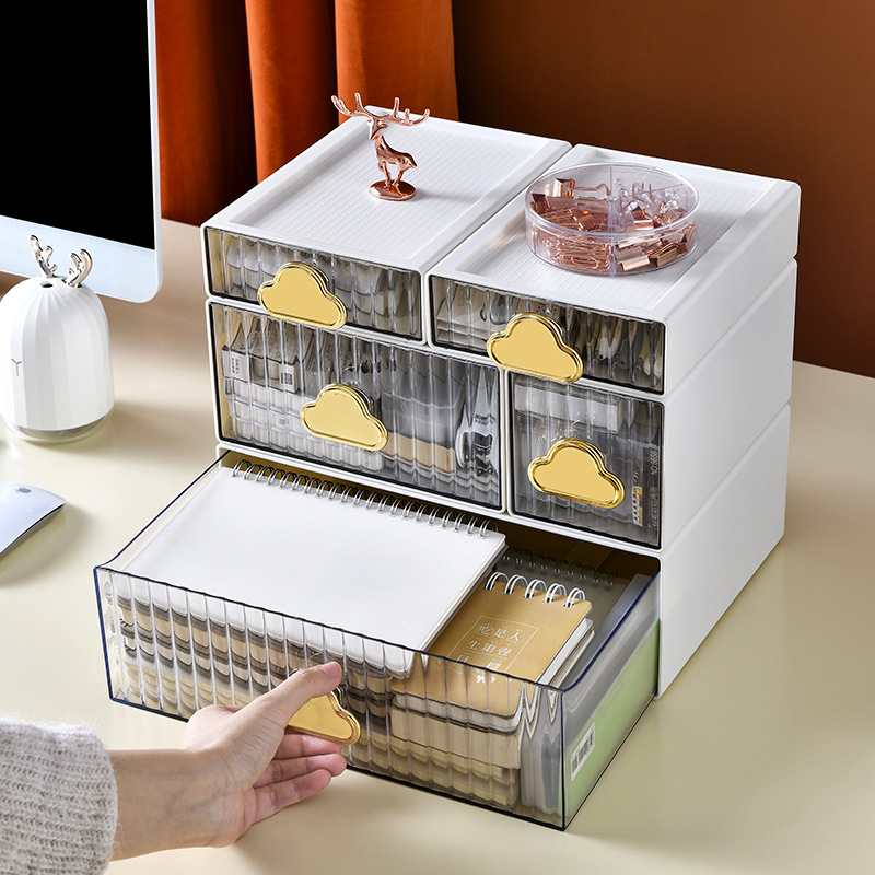 bathroom cloud storage box office transparent drawer type student dormitory stationery stackable cosmetic storage cabinet