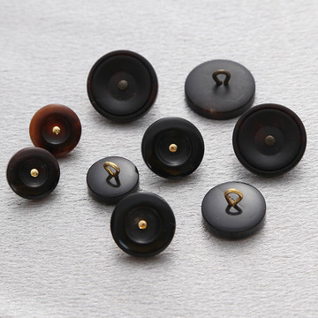 高档天然真牛角纽扣 铜脚纽扣咖黑两色 外套毛衣毛呢大衣装饰纽扣
