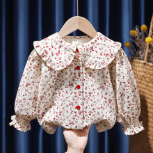 女童衬衫2024春装新款宝宝长袖衬衣韩版洋气娃娃衫小女孩洋气上衣